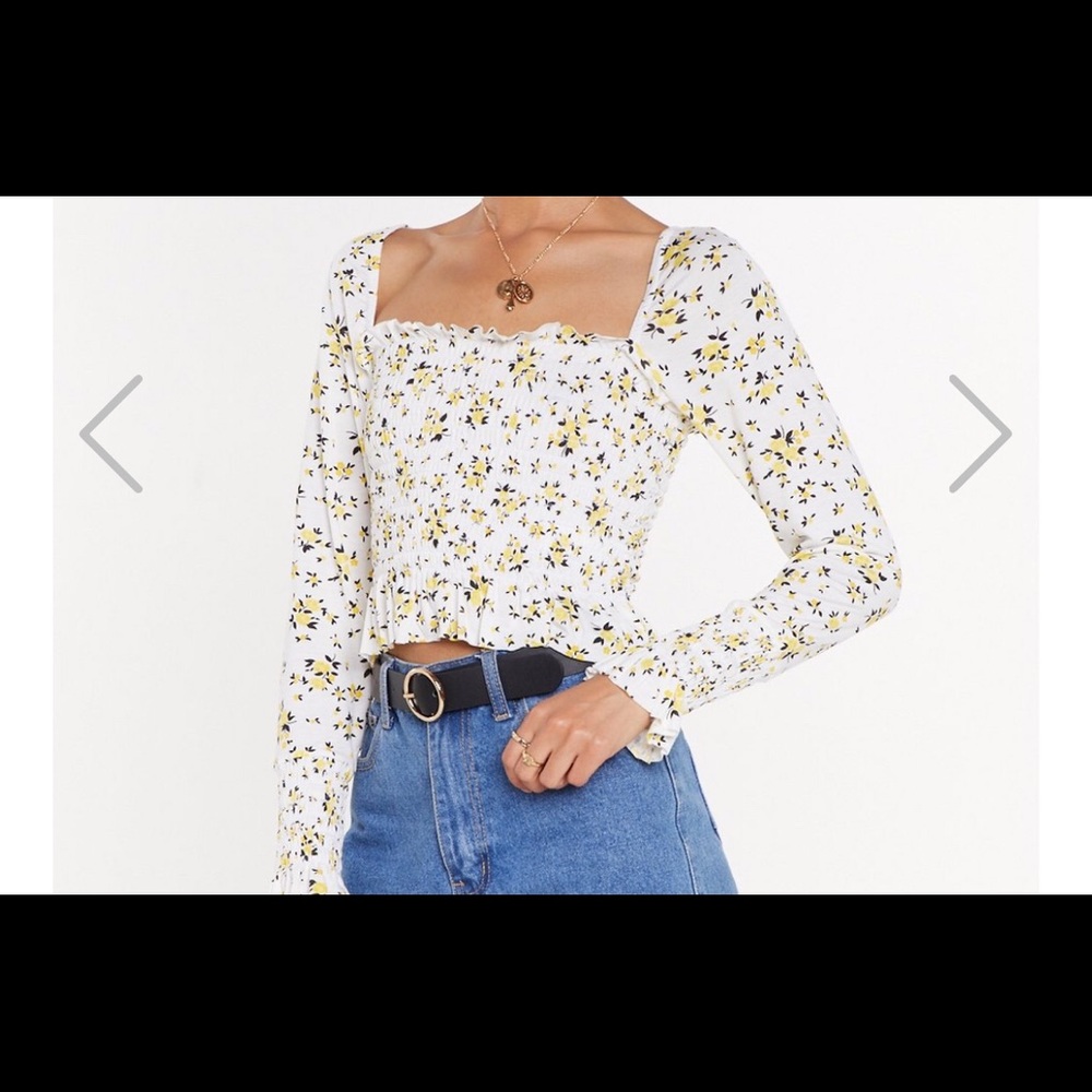 Nasty Gal “You grow me ruffle crop top”